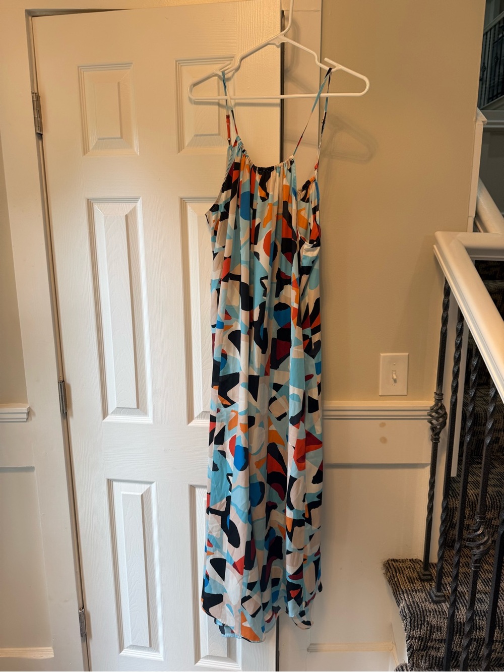 Anthropologie Breezy Wide Leg Jumpsuit Womens Abstract Multicolor XL Pockets